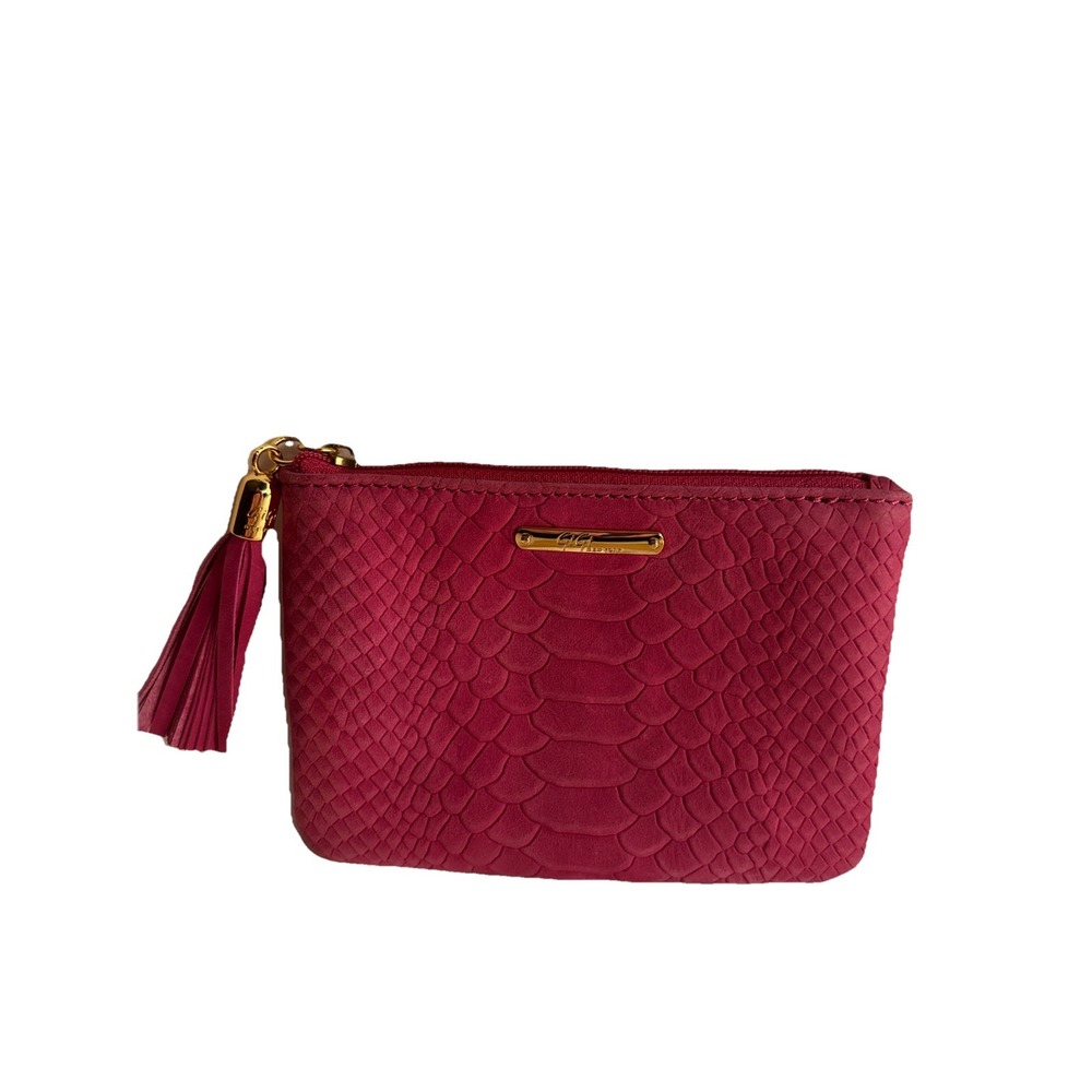 Gigi New York Small Zip Python Bag Pink  SZ 4X6 Zip With Tassel